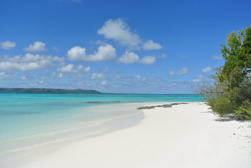 Plage de sable blanc, ilots de Nouvelle-Calédonie, croisière sur le catamaran abaca